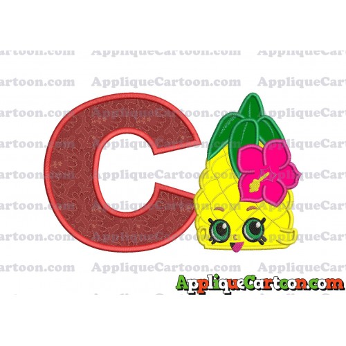 Shopkins Pineapple Head Applique Embroidery Design With Alphabet C