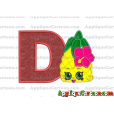Shopkins Pineapple Head Applique Embroidery Design With Alphabet D