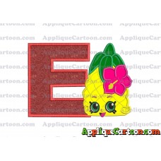 Shopkins Pineapple Head Applique Embroidery Design With Alphabet E