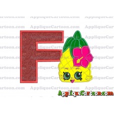 Shopkins Pineapple Head Applique Embroidery Design With Alphabet F