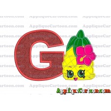 Shopkins Pineapple Head Applique Embroidery Design With Alphabet G