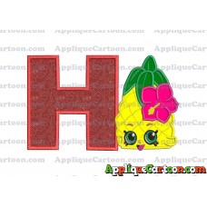 Shopkins Pineapple Head Applique Embroidery Design With Alphabet H