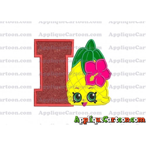 Shopkins Pineapple Head Applique Embroidery Design With Alphabet I