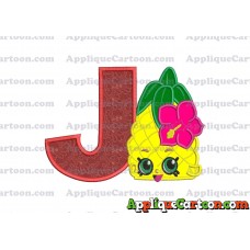 Shopkins Pineapple Head Applique Embroidery Design With Alphabet J