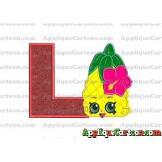 Shopkins Pineapple Head Applique Embroidery Design With Alphabet L