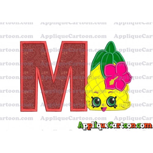 Shopkins Pineapple Head Applique Embroidery Design With Alphabet M
