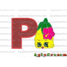 Shopkins Pineapple Head Applique Embroidery Design With Alphabet P