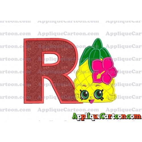 Shopkins Pineapple Head Applique Embroidery Design With Alphabet R
