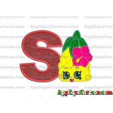 Shopkins Pineapple Head Applique Embroidery Design With Alphabet S