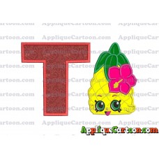 Shopkins Pineapple Head Applique Embroidery Design With Alphabet T