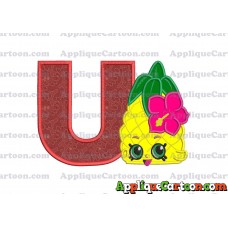 Shopkins Pineapple Head Applique Embroidery Design With Alphabet U