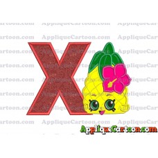 Shopkins Pineapple Head Applique Embroidery Design With Alphabet X