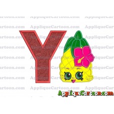 Shopkins Pineapple Head Applique Embroidery Design With Alphabet Y