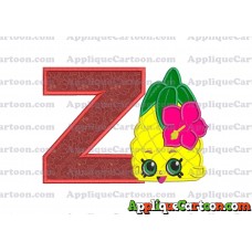 Shopkins Pineapple Head Applique Embroidery Design With Alphabet Z