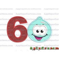 Sky Jelly Applique Embroidery Design Birthday Number 6