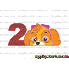 Skye Paw Patrol Applique Embroidery Design Birthday Number 2