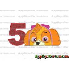 Skye Paw Patrol Applique Embroidery Design Birthday Number 5