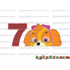 Skye Paw Patrol Applique Embroidery Design Birthday Number 7