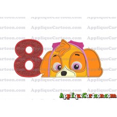 Skye Paw Patrol Applique Embroidery Design Birthday Number 8