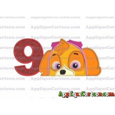Skye Paw Patrol Applique Embroidery Design Birthday Number 9