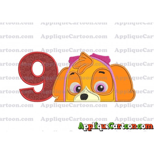 Skye Paw Patrol Applique Embroidery Design Birthday Number 9