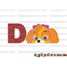Skye Paw Patrol Applique Embroidery Design With Alphabet D