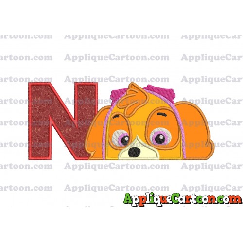 Skye Paw Patrol Applique Embroidery Design With Alphabet N