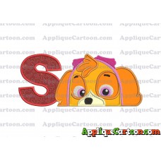 Skye Paw Patrol Applique Embroidery Design With Alphabet S