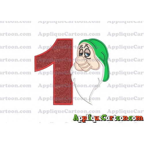 Sleepy Snow White Applique Design Birthday Number 1