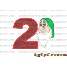 Sleepy Snow White Applique Design Birthday Number 2