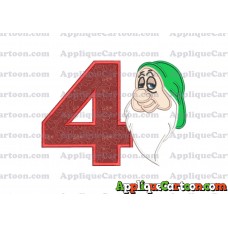 Sleepy Snow White Applique Design Birthday Number 4