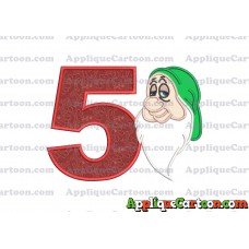 Sleepy Snow White Applique Design Birthday Number 5