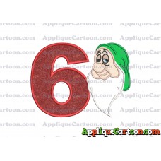 Sleepy Snow White Applique Design Birthday Number 6