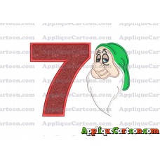 Sleepy Snow White Applique Design Birthday Number 7