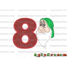 Sleepy Snow White Applique Design Birthday Number 8