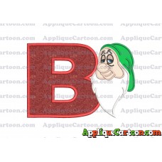 Sleepy Snow White Applique Design With Alphabet B