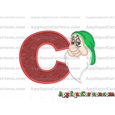 Sleepy Snow White Applique Design With Alphabet C