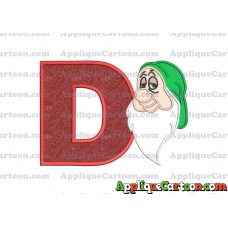 Sleepy Snow White Applique Design With Alphabet D