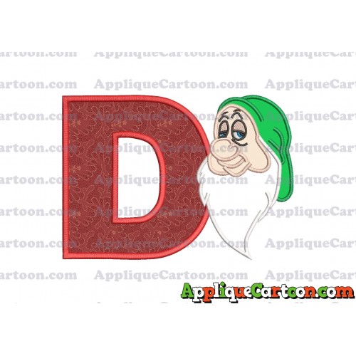 Sleepy Snow White Applique Design With Alphabet D
