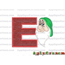 Sleepy Snow White Applique Design With Alphabet E