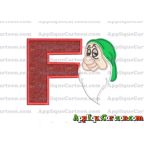 Sleepy Snow White Applique Design With Alphabet F