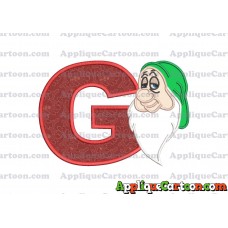 Sleepy Snow White Applique Design With Alphabet G