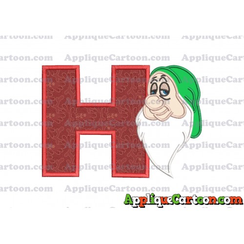 Sleepy Snow White Applique Design With Alphabet H