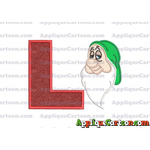 Sleepy Snow White Applique Design With Alphabet L