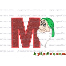 Sleepy Snow White Applique Design With Alphabet M