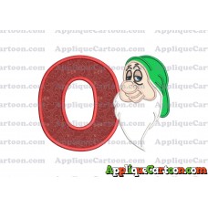 Sleepy Snow White Applique Design With Alphabet O