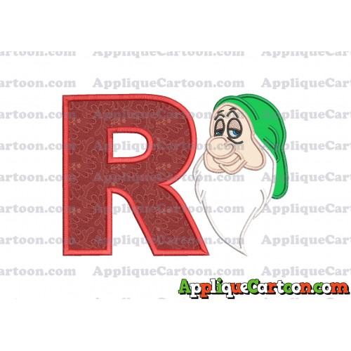 Sleepy Snow White Applique Design With Alphabet R