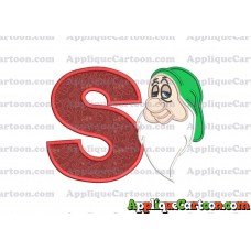 Sleepy Snow White Applique Design With Alphabet S