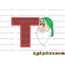 Sleepy Snow White Applique Design With Alphabet T