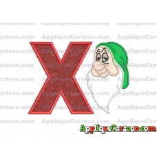 Sleepy Snow White Applique Design With Alphabet X